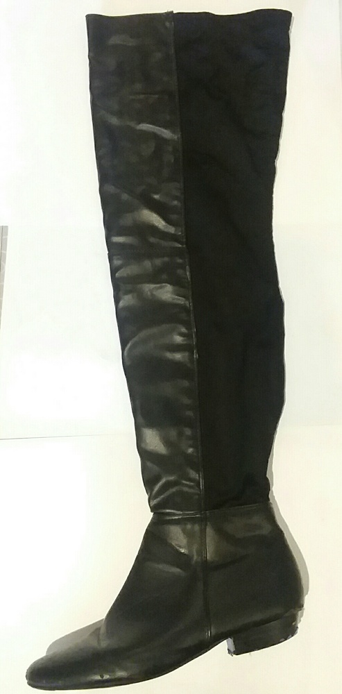 Black Leather Thigh High Heels Size 8